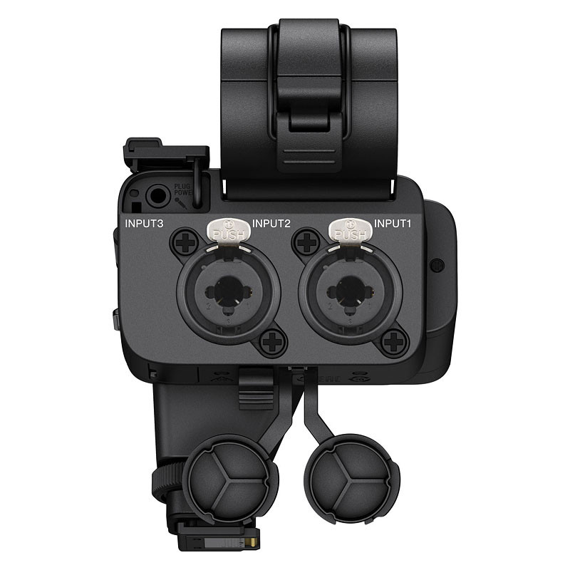 Dispositivo audio nero con ingressi XLR 1, 2 e 3.
