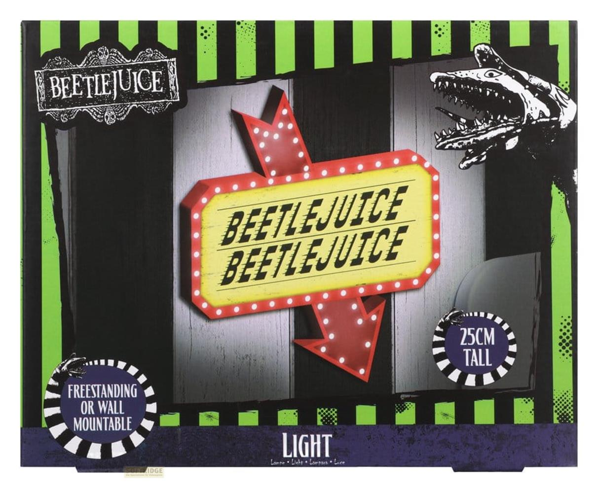 Beetlejuice-Schild mit Monster, 25cm hoch, freistehend oder wandmontierbar.