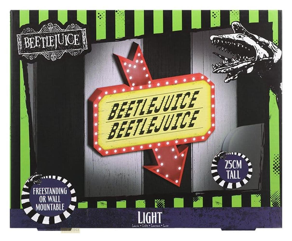 Beetlejuice-Schild mit einem Monster, 25 cm hoch, freistehend oder wandmontierbar.