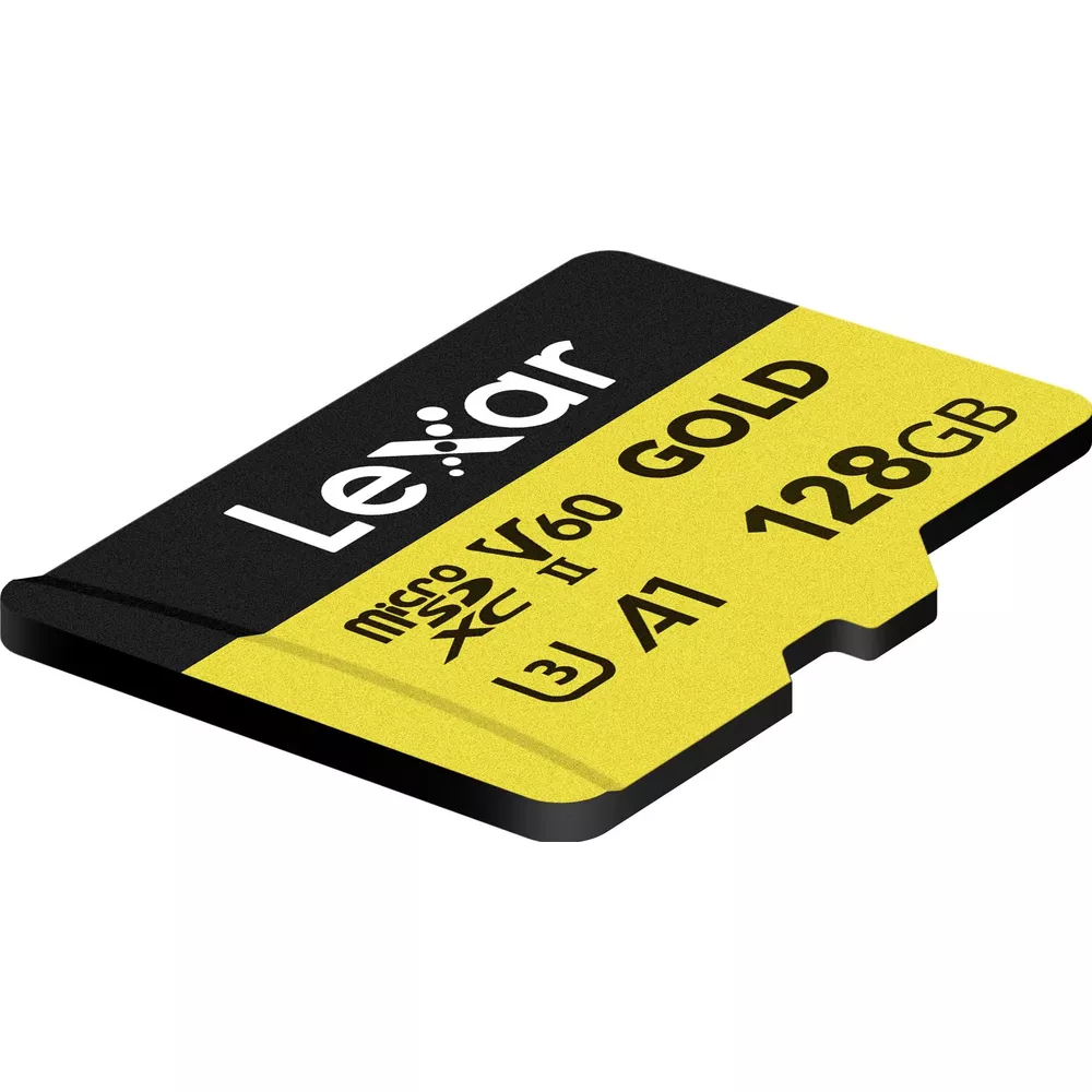 Carte MicroSD Lexar 128Go, V60 Gold, A1.
