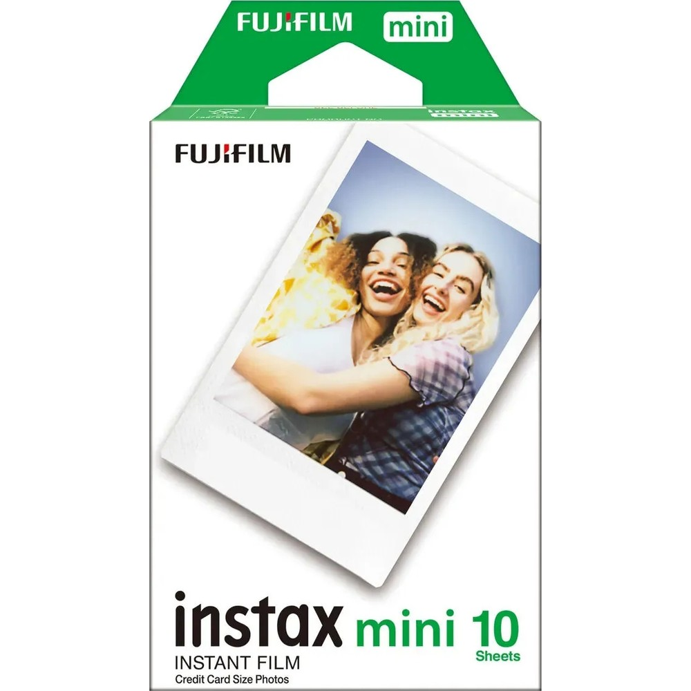 İki gülen kadının olduğu Fujifilm Instax Mini 10 yaprak anında film kutusu