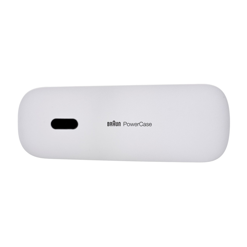 Białe etui Braun PowerCase z czarną szczeliną.