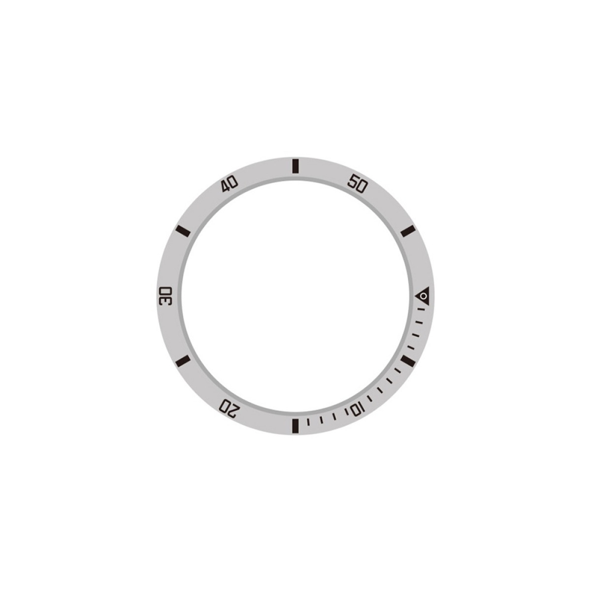 Anello del quadrante grigio con indicatori e numeri neri.