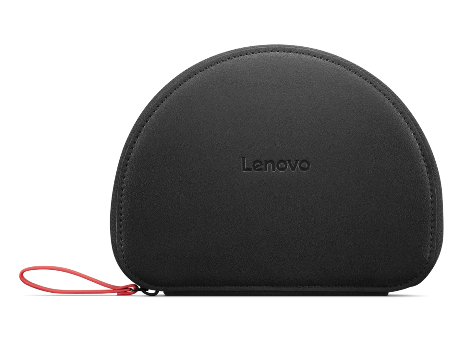 Custodia nera Lenovo con anello rosso, su sfondo nero.