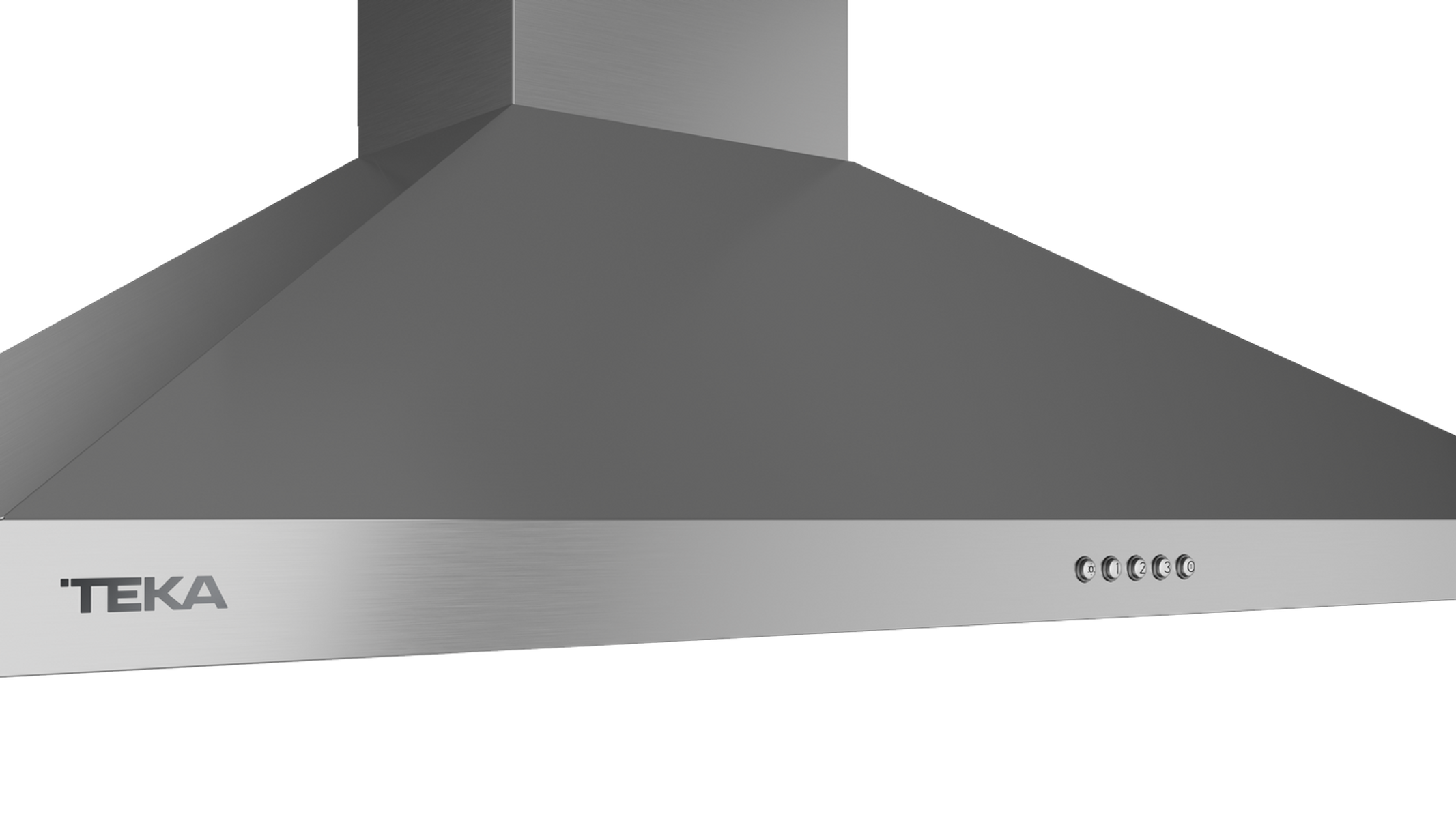 Cappa aspirante in acciaio inox con pulsanti e logo 'TEKA'.