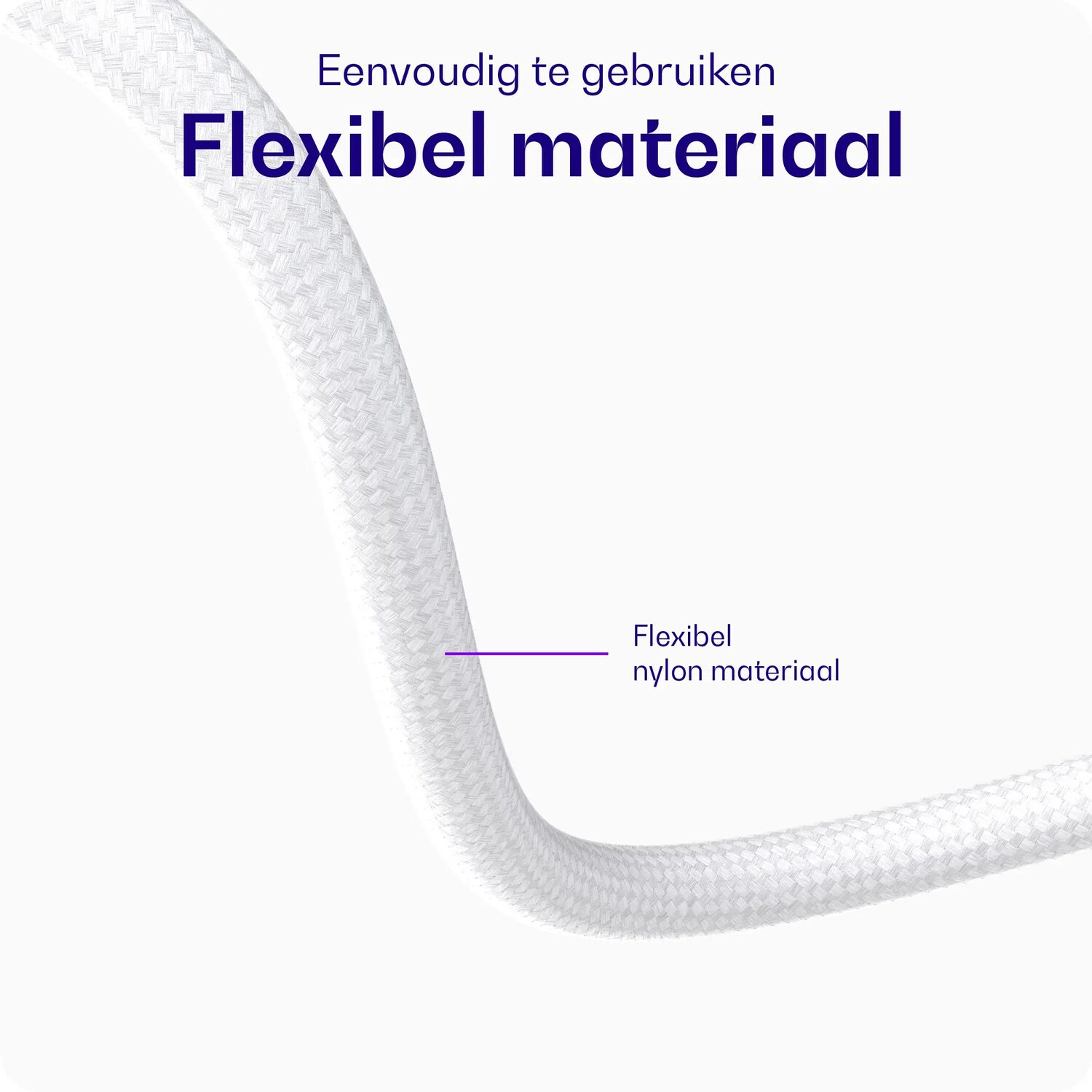 Een wit, flexibel, getextureerd nylon materiaal dat buigt.