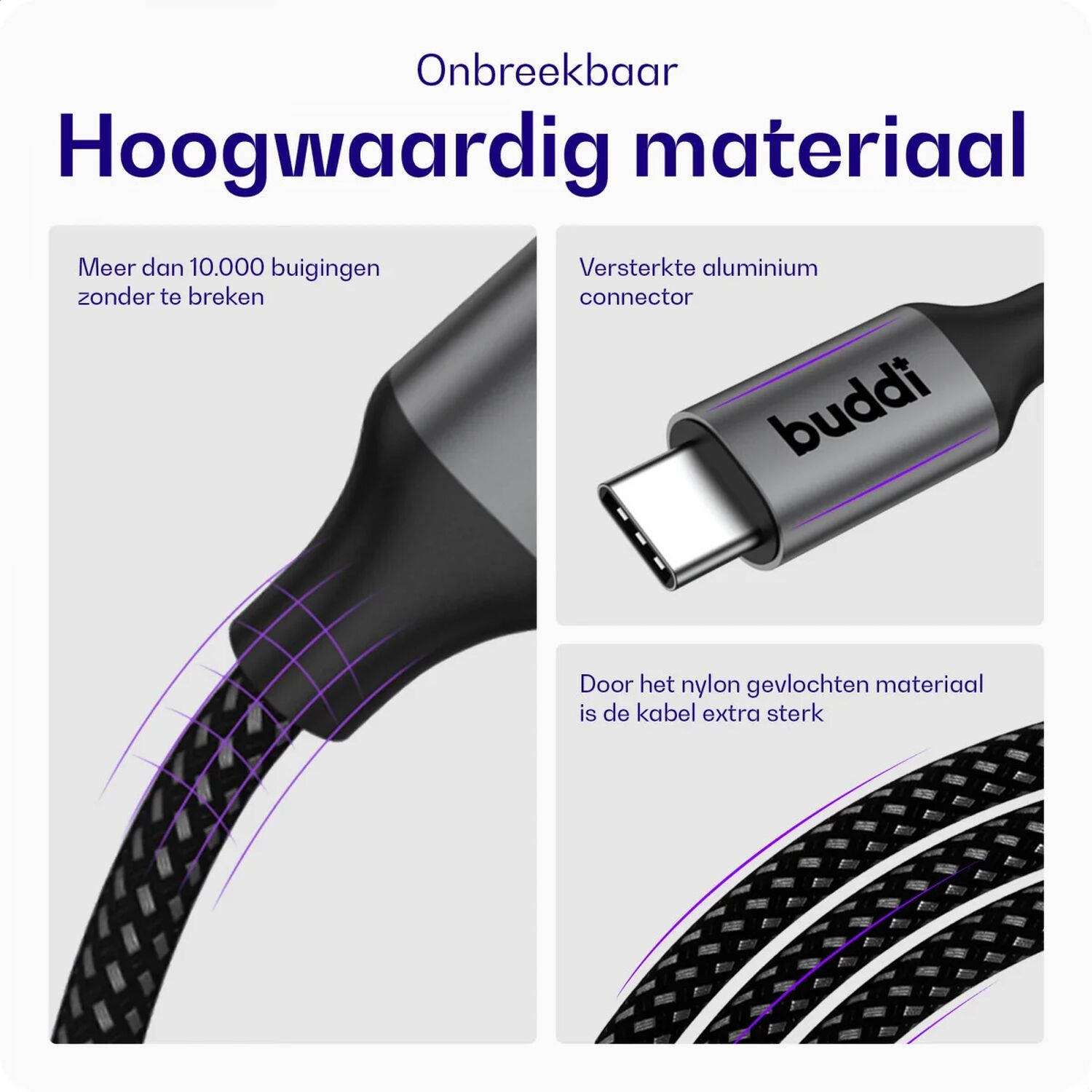 Hoogwaardig materiaal: buigsterkte, aluminium connector, sterk nylon.