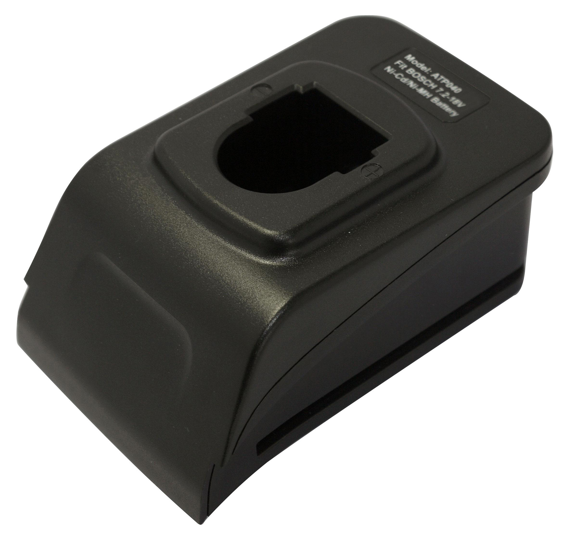 Schwarzer Ladeadapter für Bosch 7.2-18V Ni-Cd/Ni-MH Akkus.