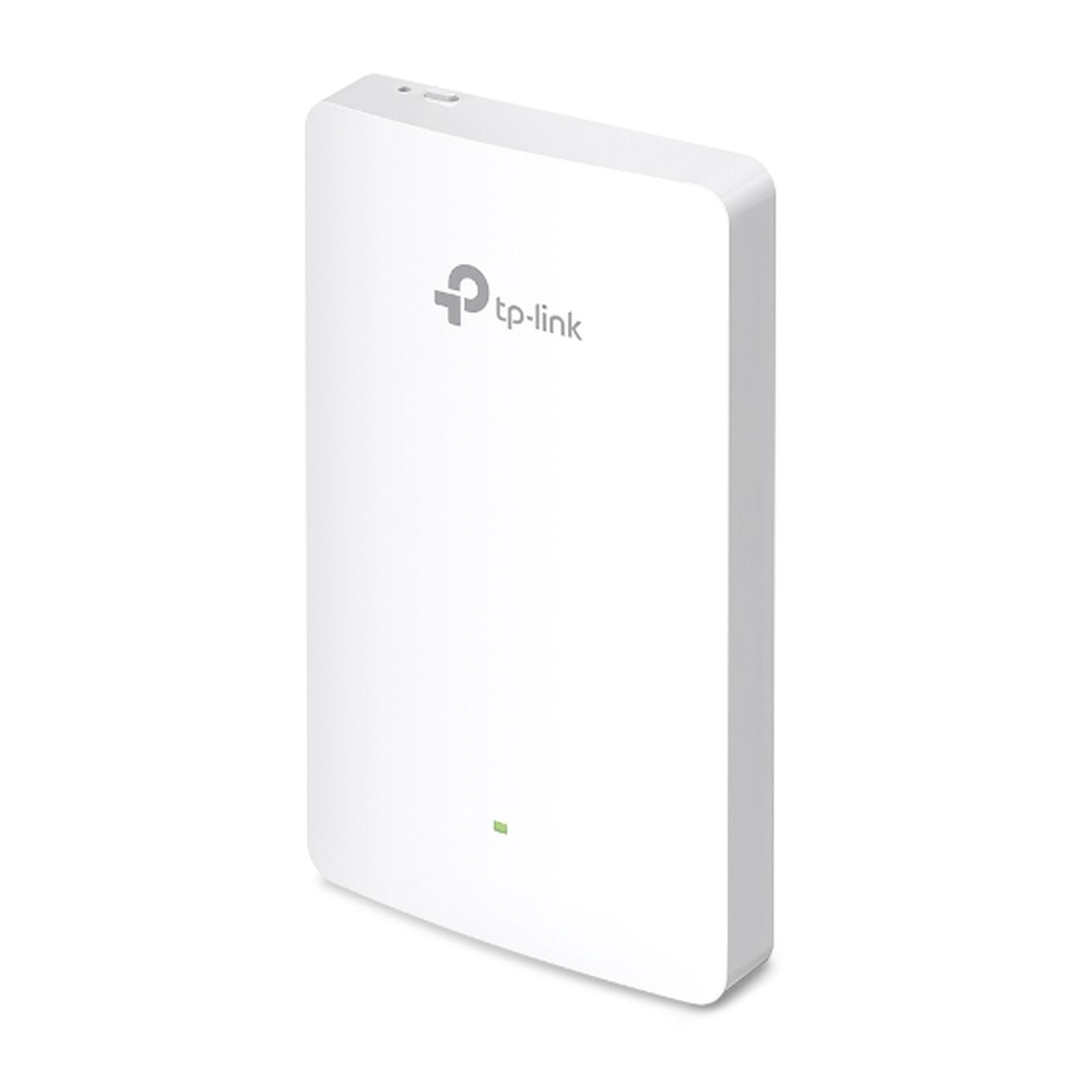 Un dispositivo TP-Link bianco con una piccola luce verde in basso.