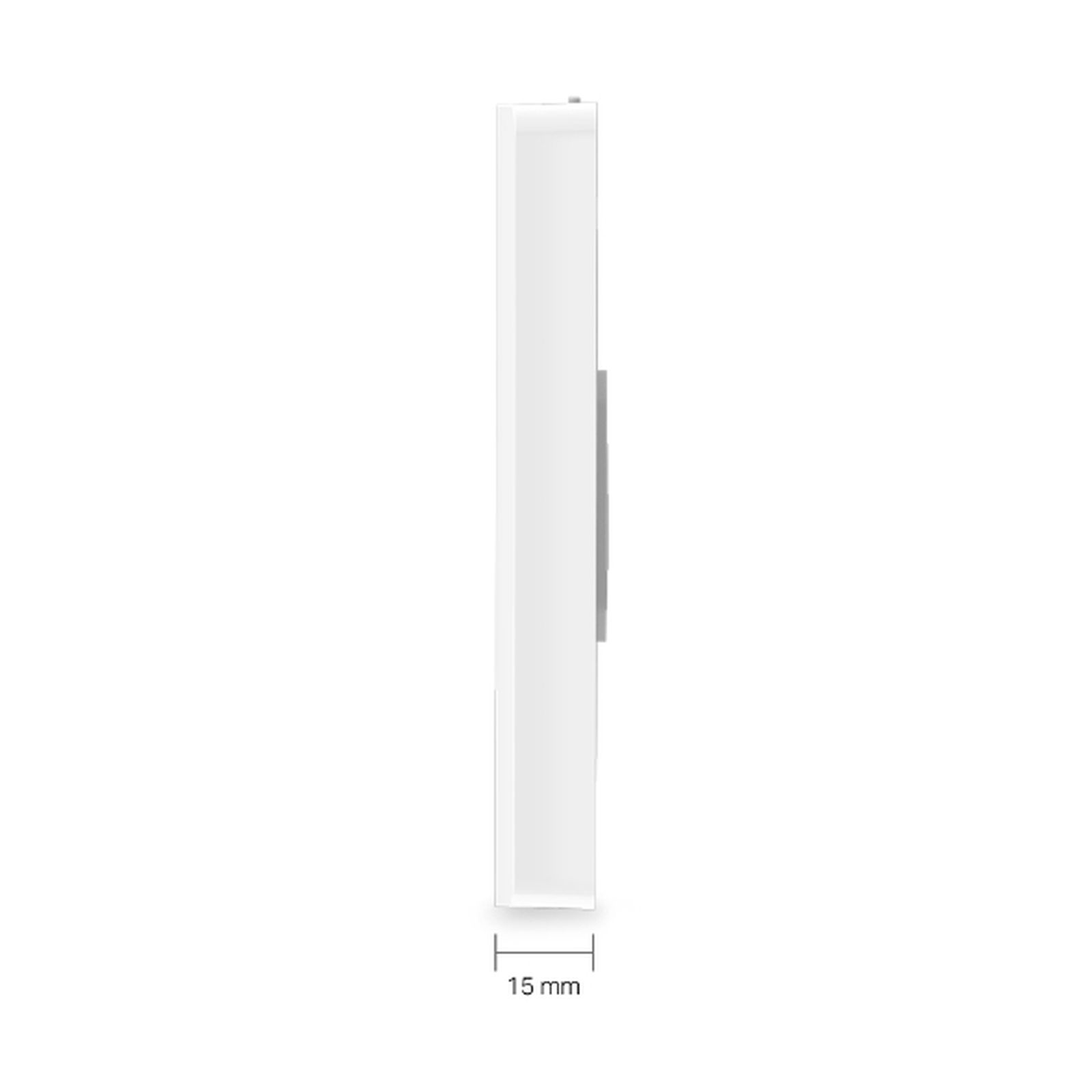 Un oggetto rettangolare bianco con un disco grigio e un indicatore di 15 mm.