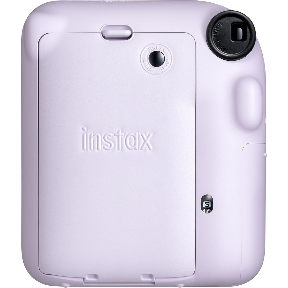 Instax logolu lavanta rengi anlık kameranın arkası.