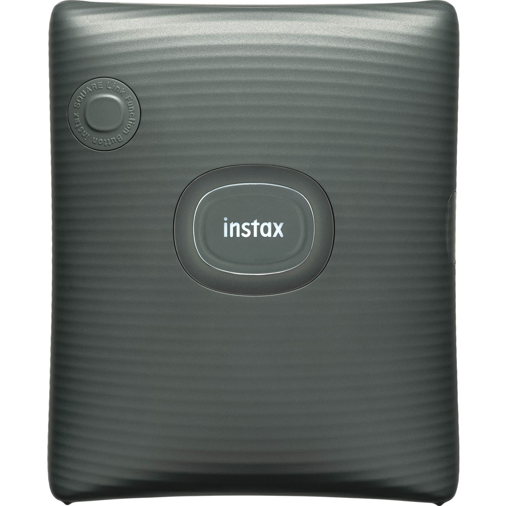 Dalgalı desenli ve ortada Instax logosu olan gri Instax yazıcı.
