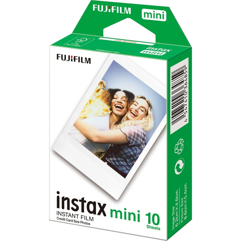 İki gülen kadının fotoğrafının bulunduğu Fujifilm Instax Mini anında film kutusu.