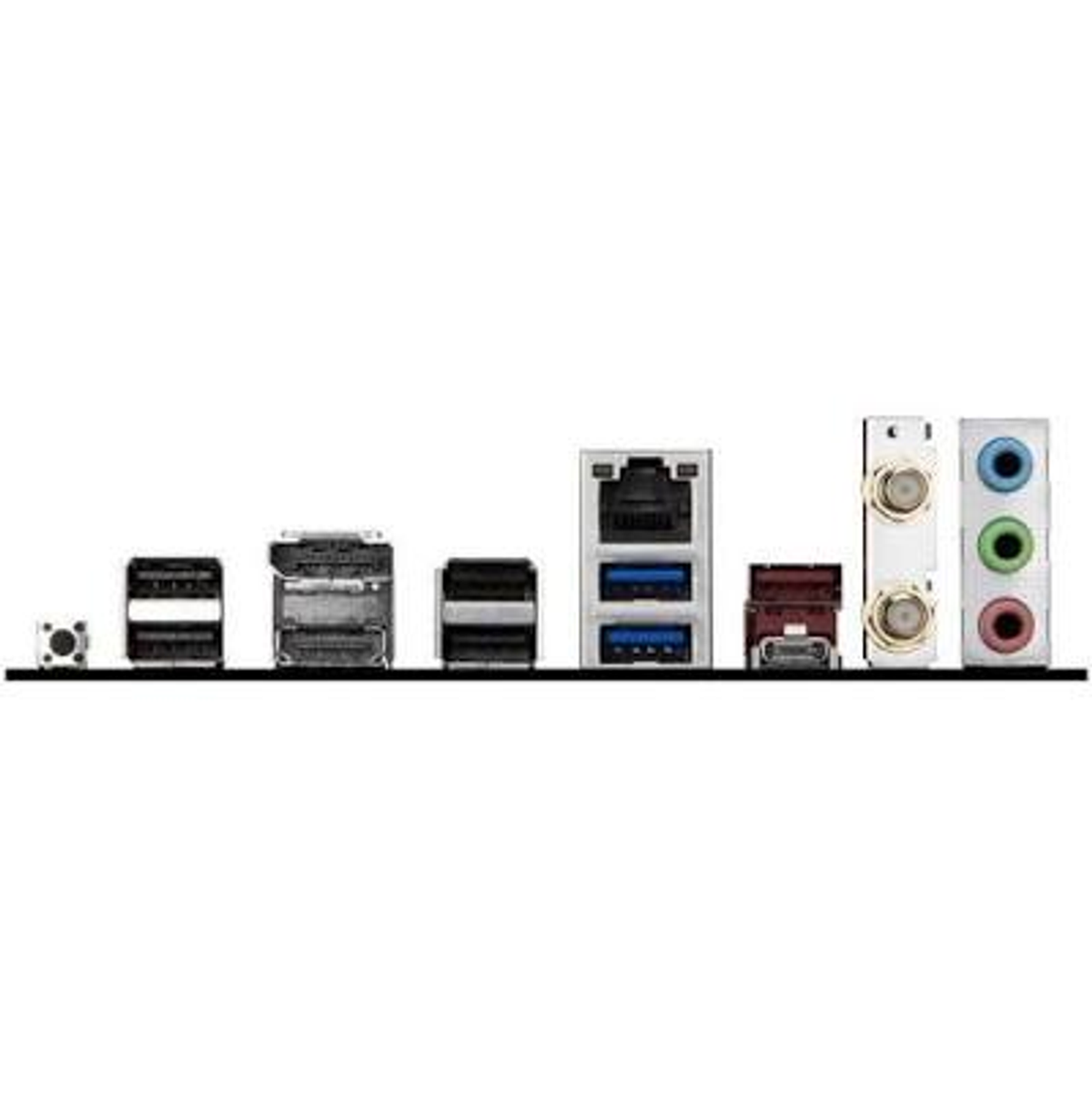 Panel tylny z różnymi portami: USB, LAN i gniazdami audio.