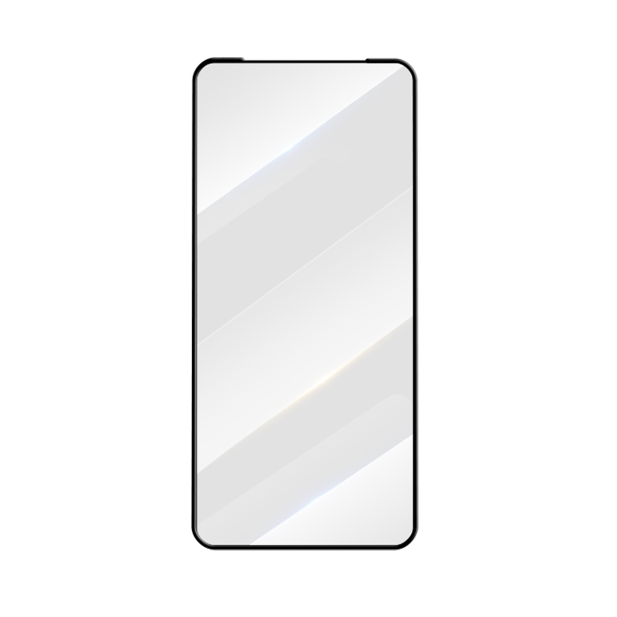 Una protezione per schermo nera e rettangolare per smartphone.