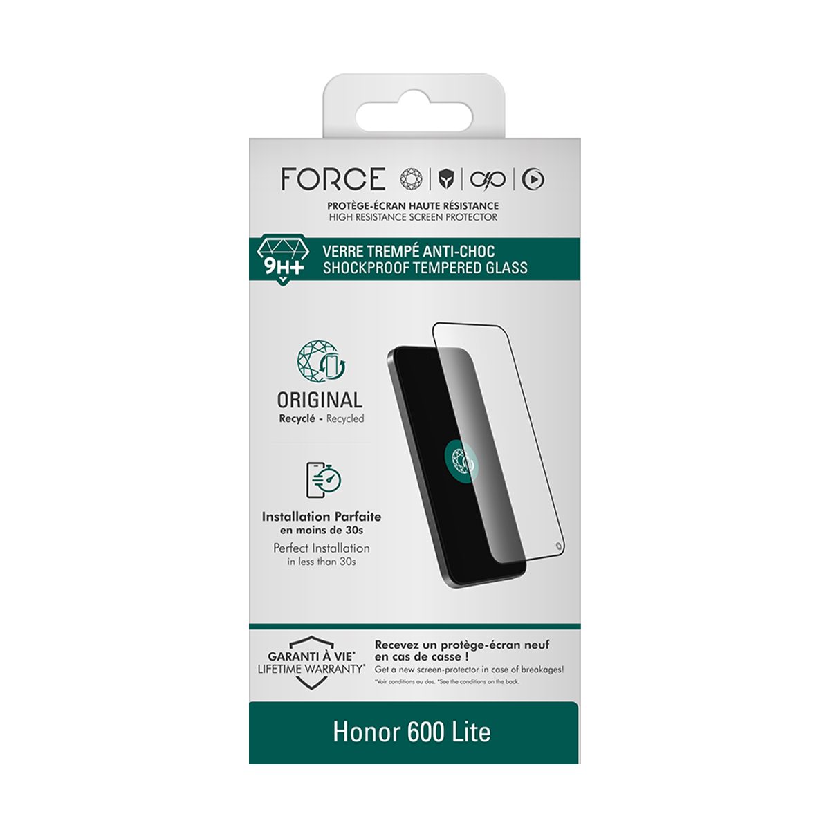 Confezione protettore schermo FORCE per Honor 600 Lite.