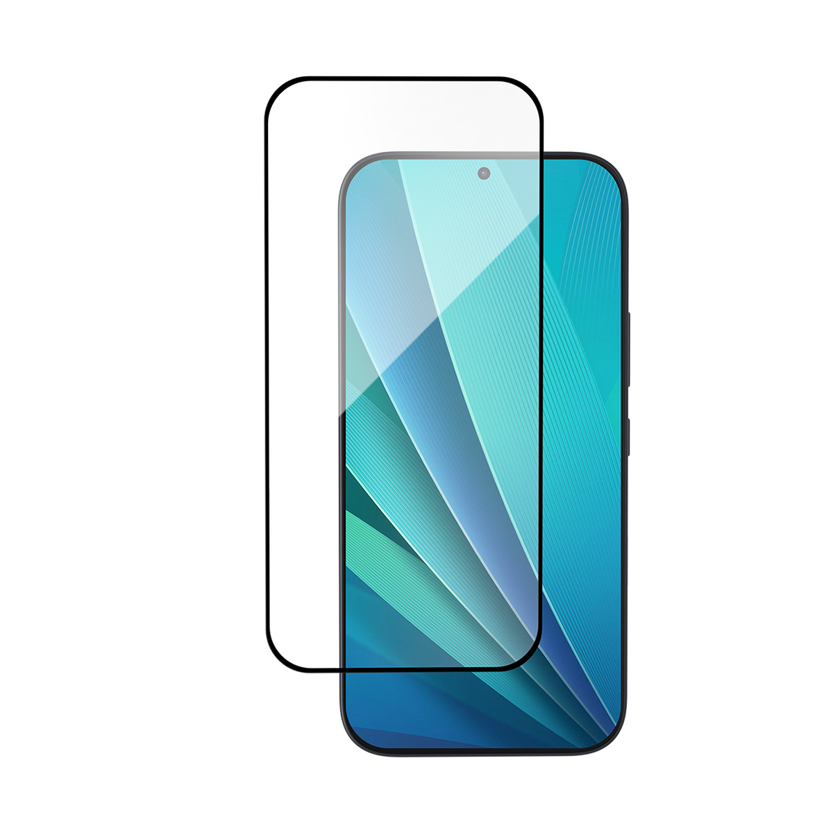 Uno smartphone con una protezione per lo schermo accanto.