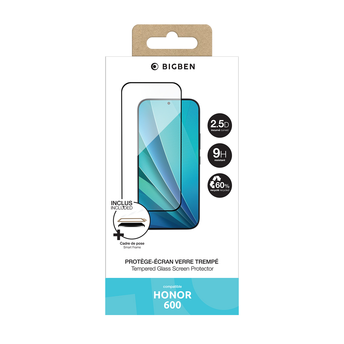 Scatola per proteggi schermo in vetro temperato HONOR 600 con accessori.
