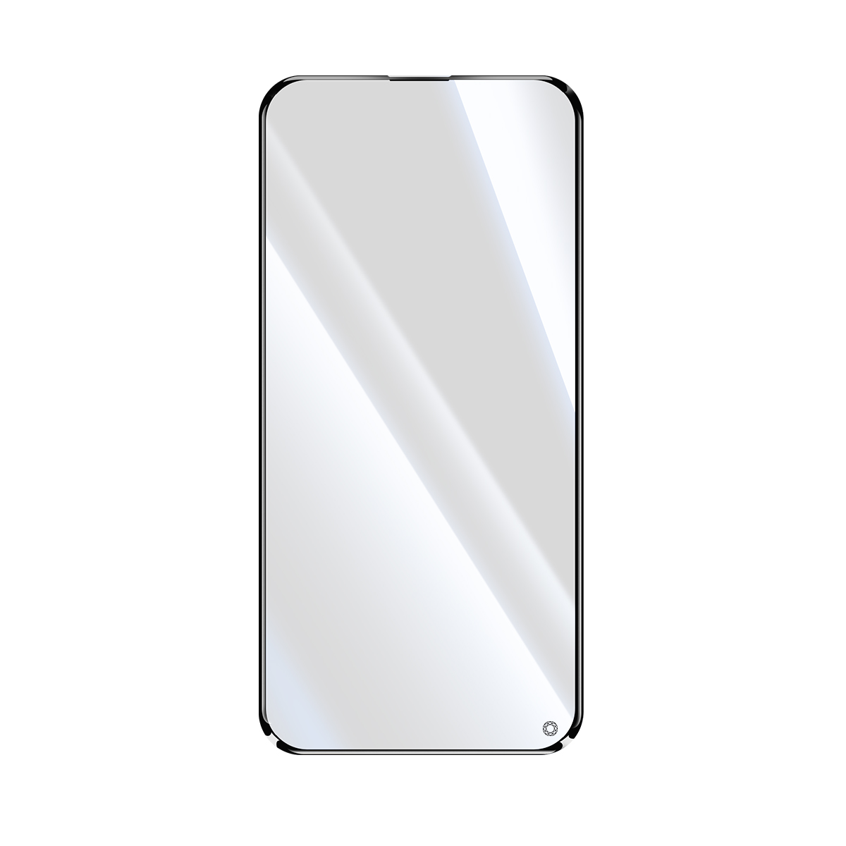 Una protezione schermo in vetro per smartphone con cornice argentata.