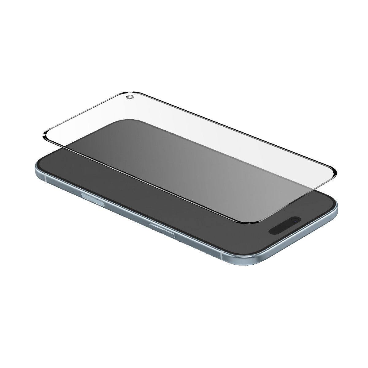Una protezione schermo trasparente giace su uno smartphone.