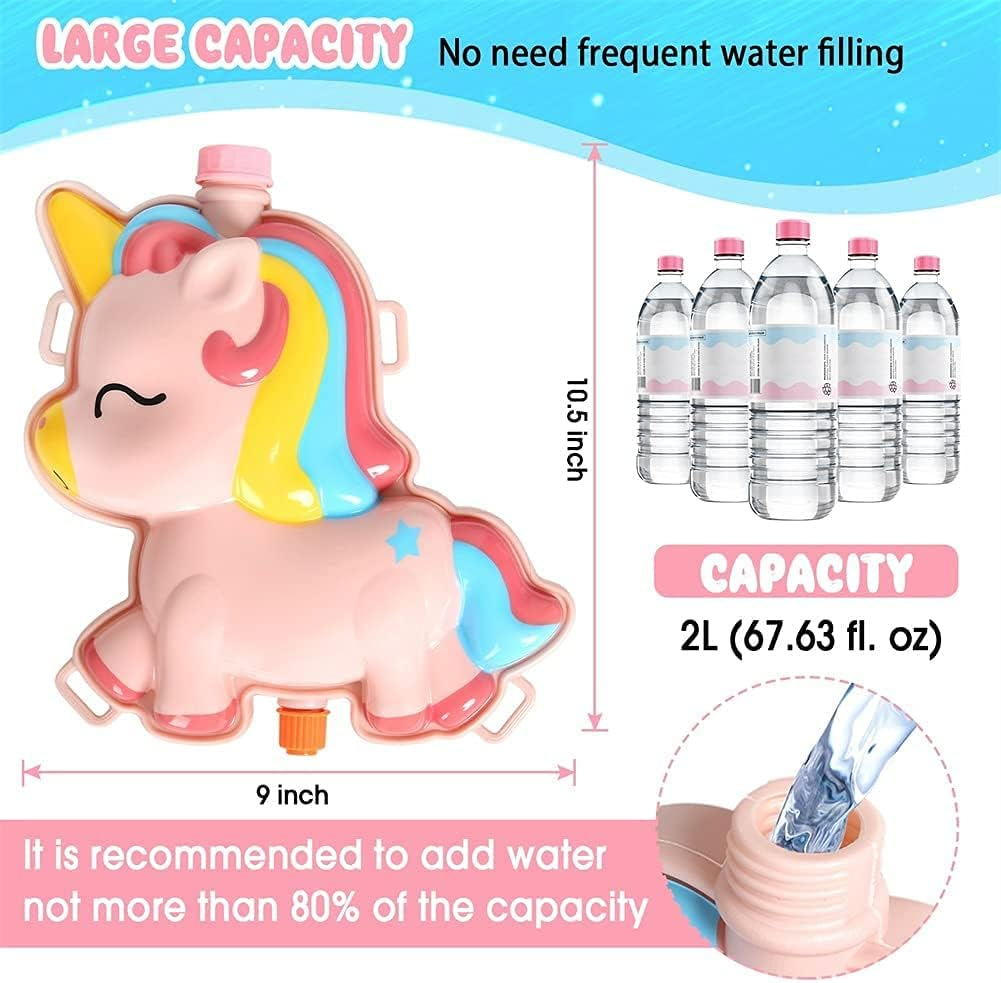Ein rosa Einhorn-Wasserbehälter, 10,5 Zoll hoch, 9 Zoll breit.