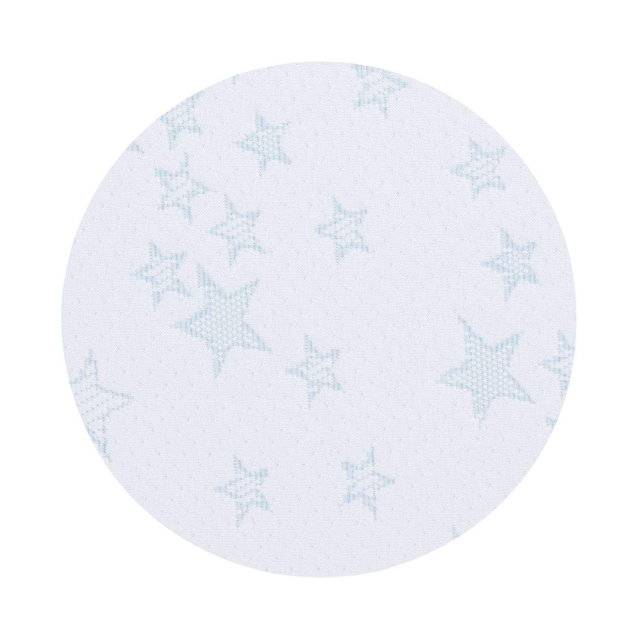 Hellblau<gt/> Wei<gt/> wei<gt/> Sternenmuster auf wei<gt/>em Grund.