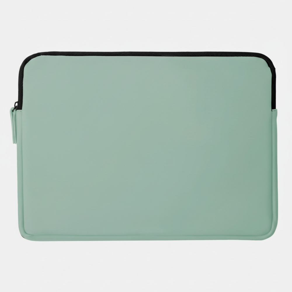 Custodia verde chiaro per laptop con zip nera