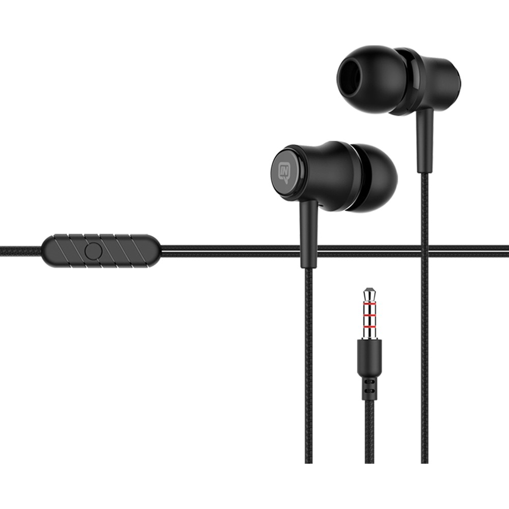 Kablolu ve 3,5 mm jaklı siyah kulak içi kulaklık.