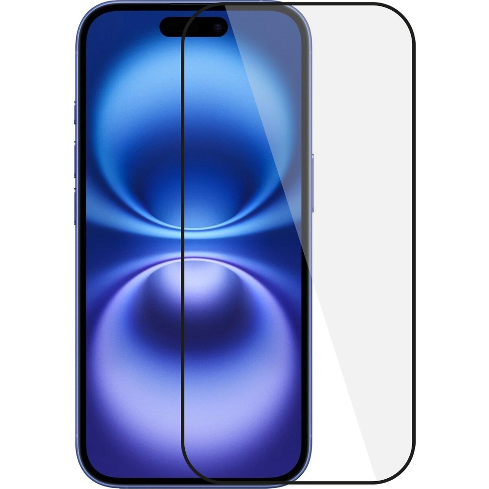 Mavi arka planlı bir akıllı telefon için cam ekran koruyucu.