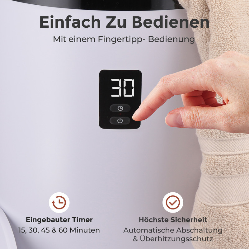 Eine Hand drückt einen Knopf auf einem digitalen Display mit der Aufschrift "30".
