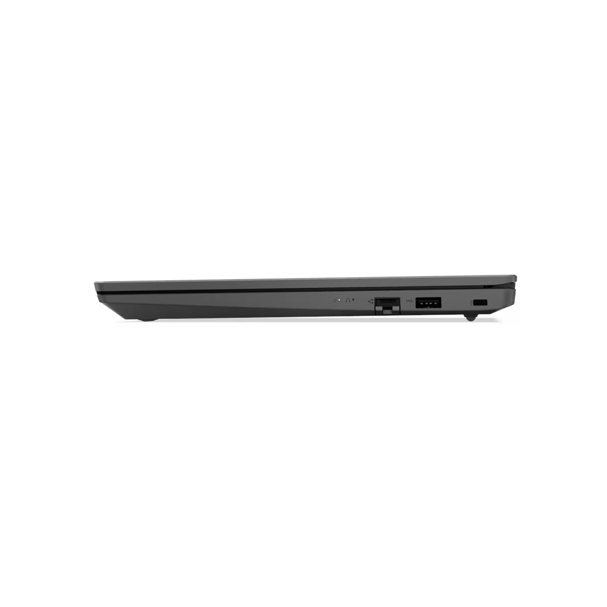 Graues Laptop-Profil mit Anschlässen an der Seite.