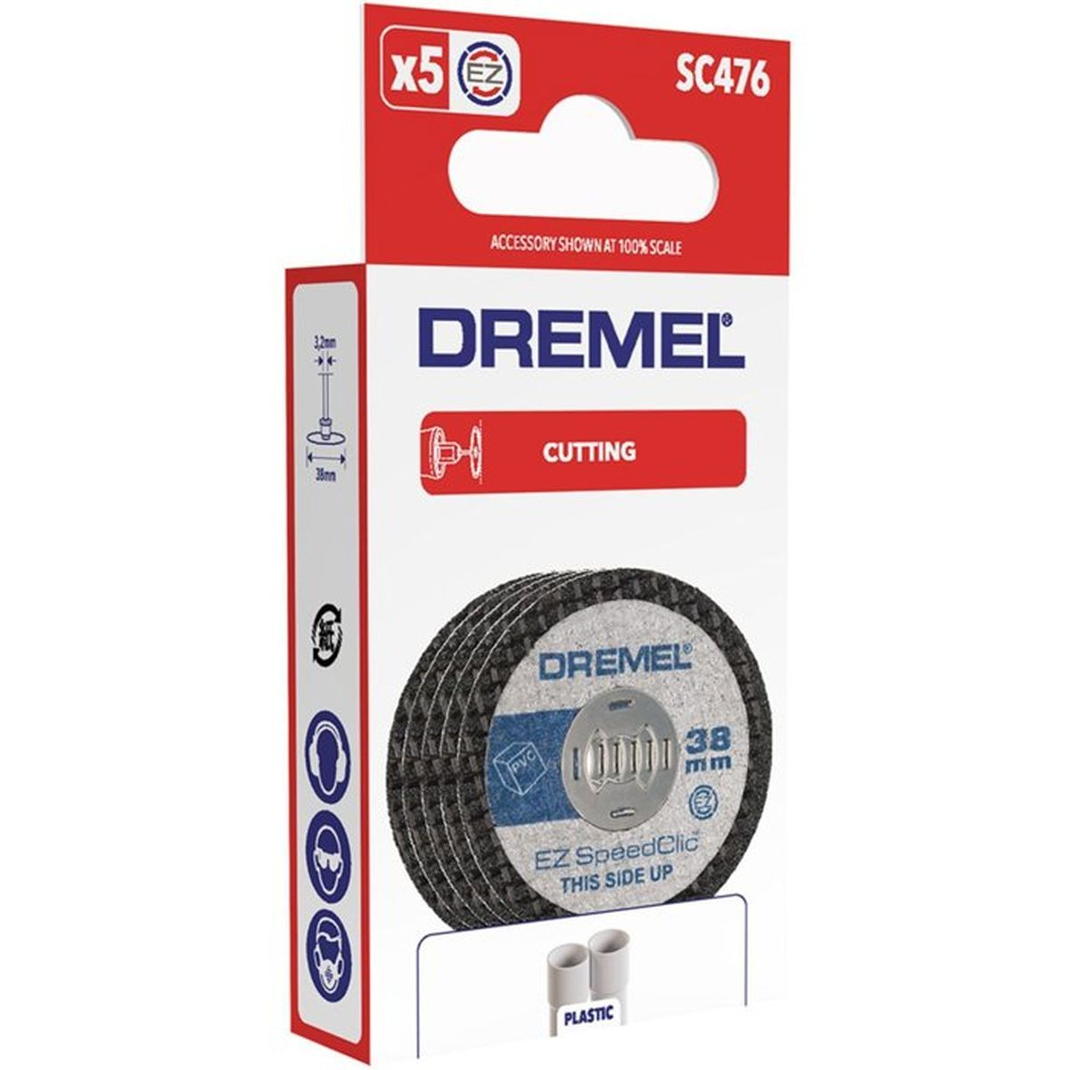 Confezione da 5 dischi da taglio Dremel EZ SpeedClic (38mm) per plastica.