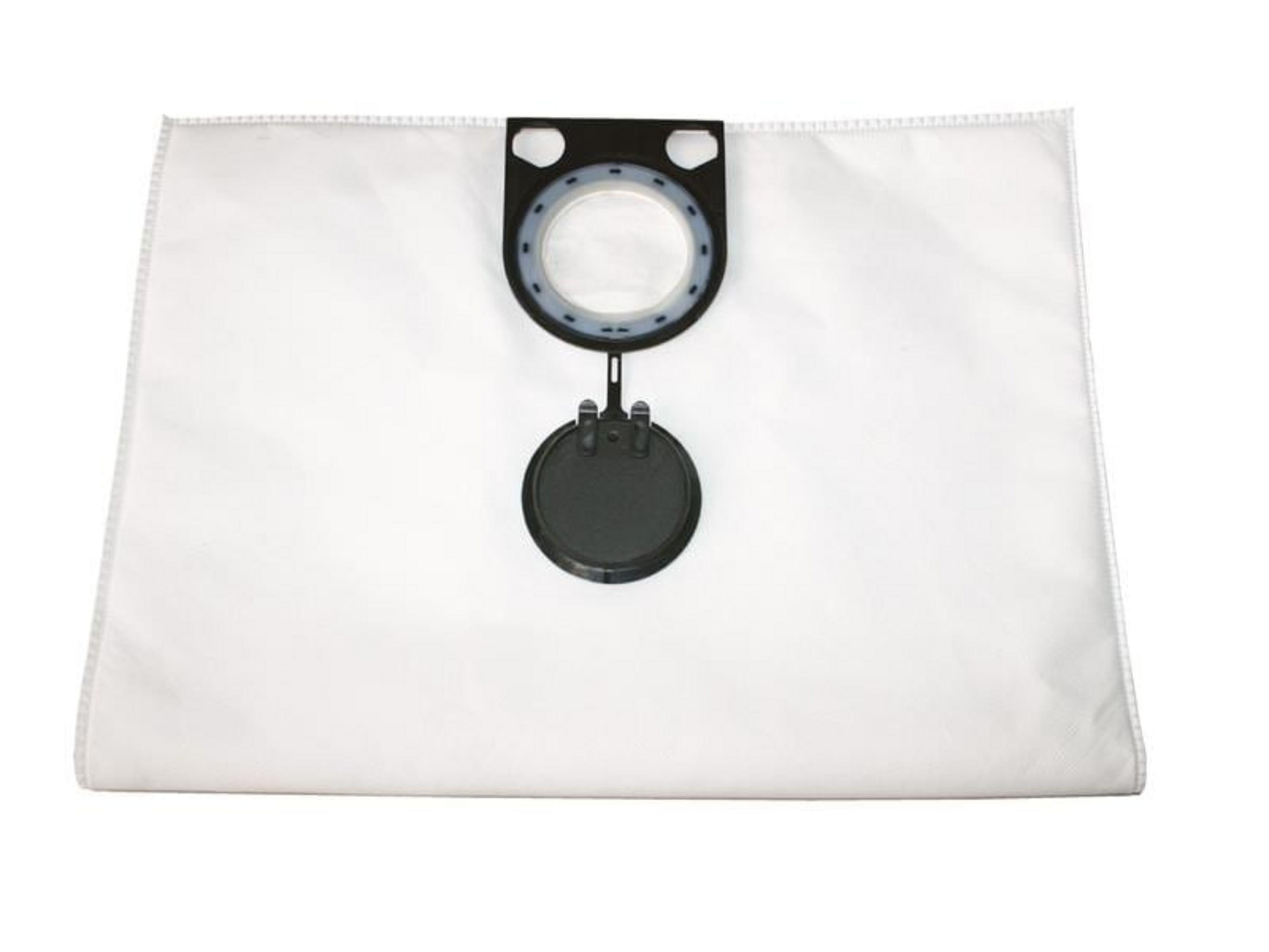 Sacco aspirapolvere bianco con connettore e patta neri.