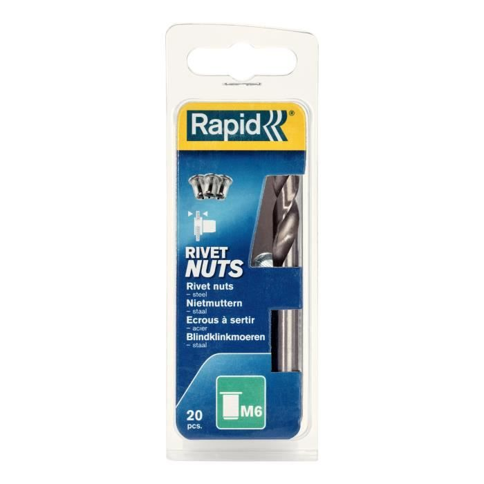 Confezione di rivetti Rapid, 20 pezzi, M6, in acciaio.