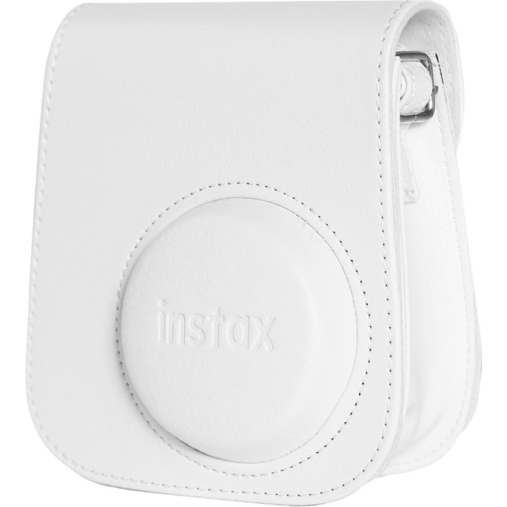 Kabartmalı "instax" yazılı beyaz deri