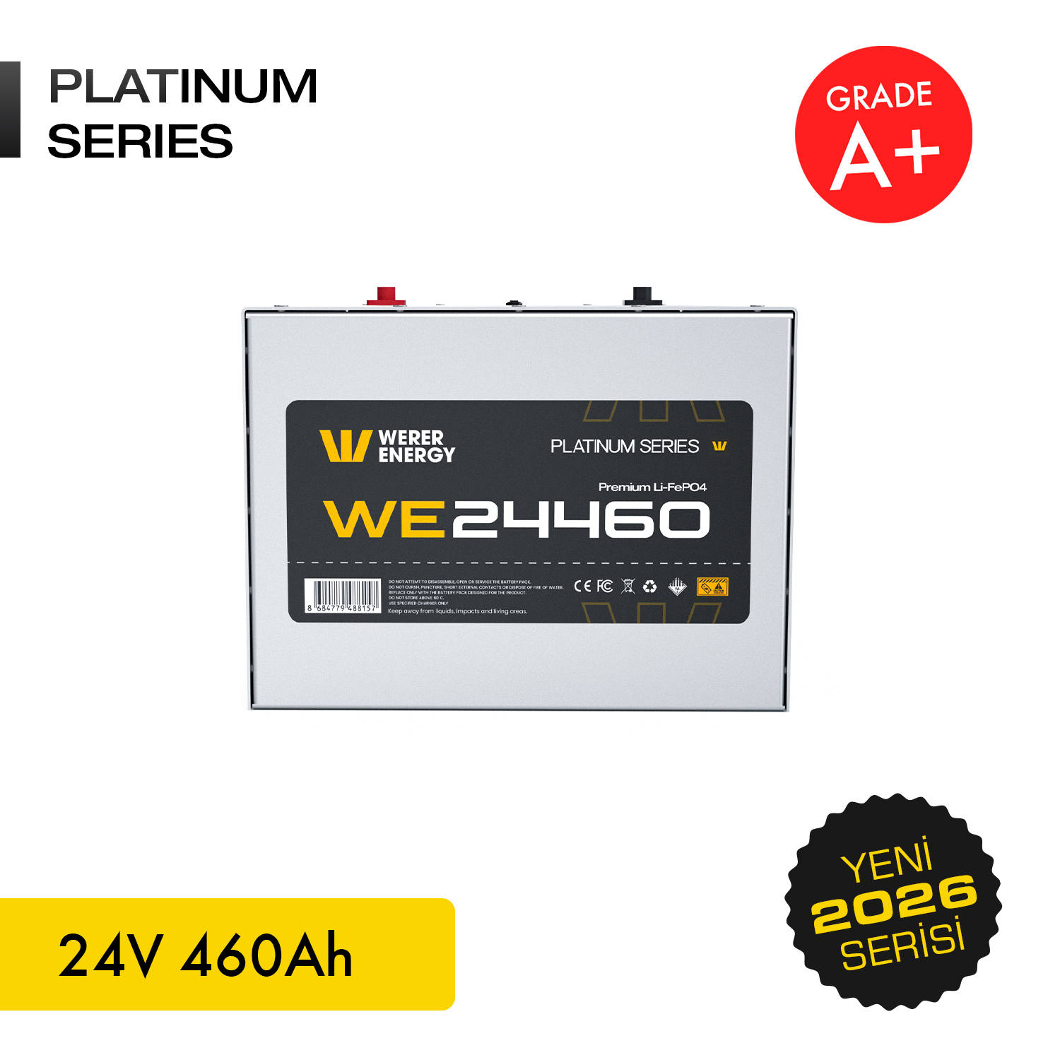 Gri Platinum Series akü, model WE24460, 24V 460Ah.