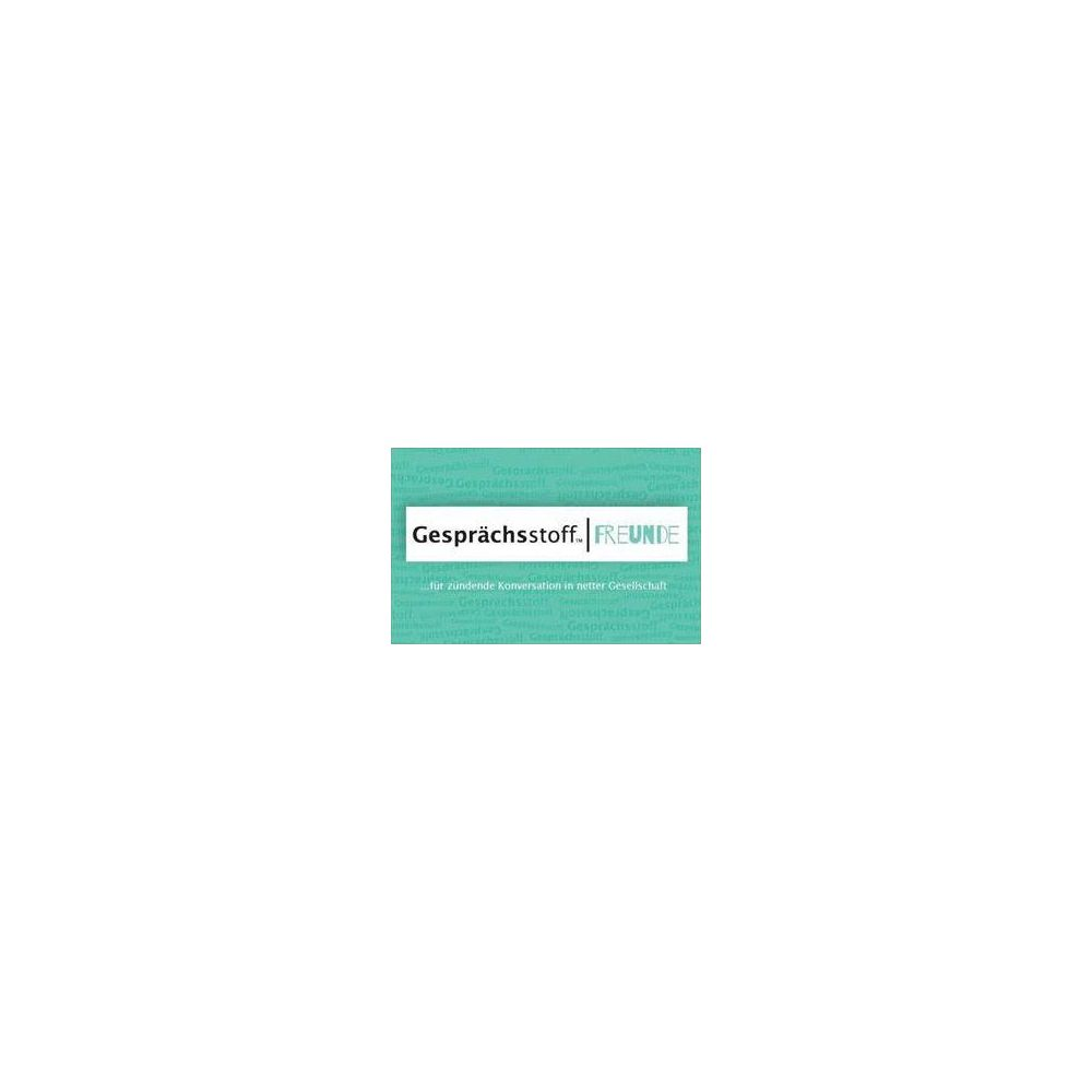 Die Grafik zeigt den Text 'Gesprächsstoff. Freunde' vor einem Hintergrund aus sich wiederholenden Begriffen.