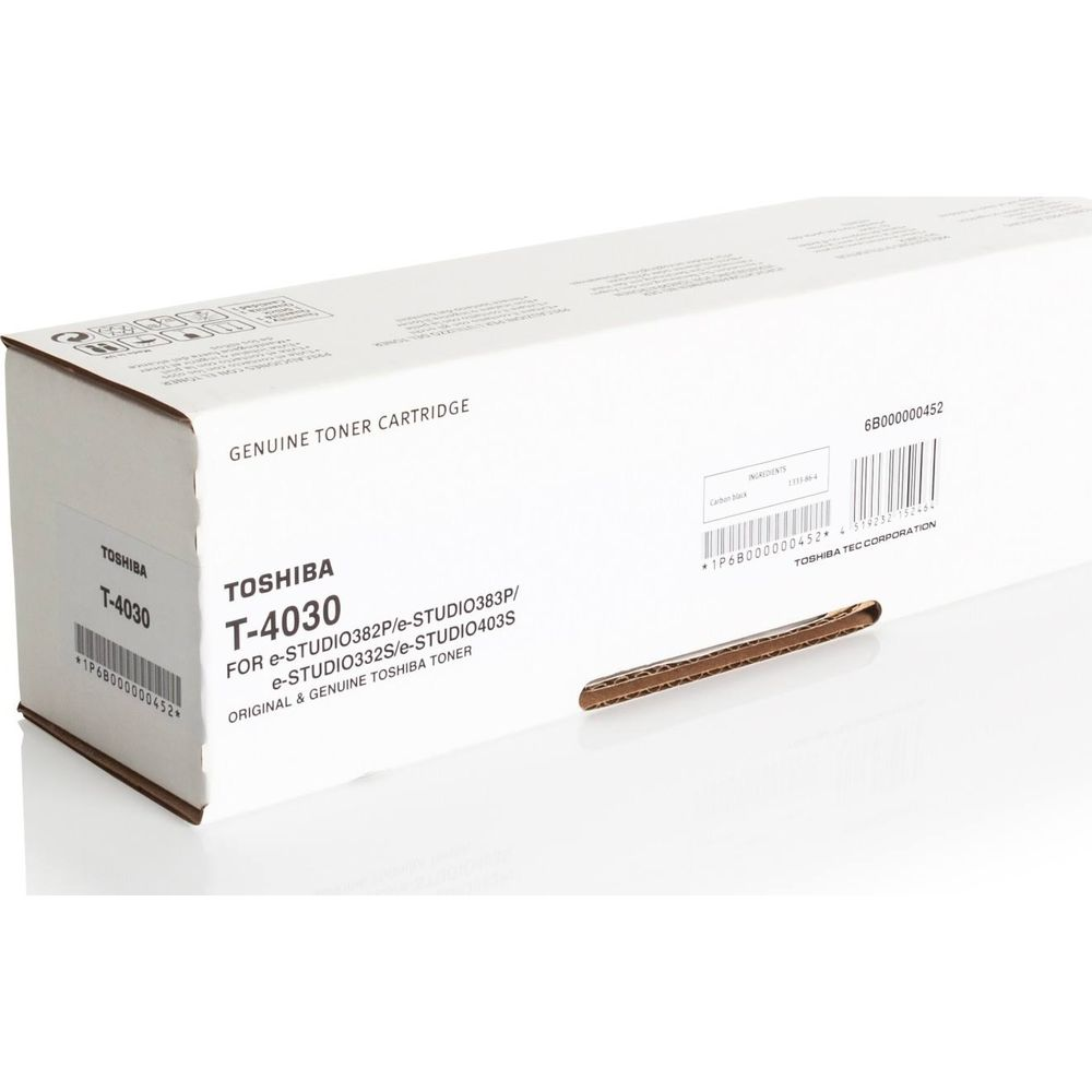 Scatola bianca cartuccia toner Toshiba T-4030 con testo.