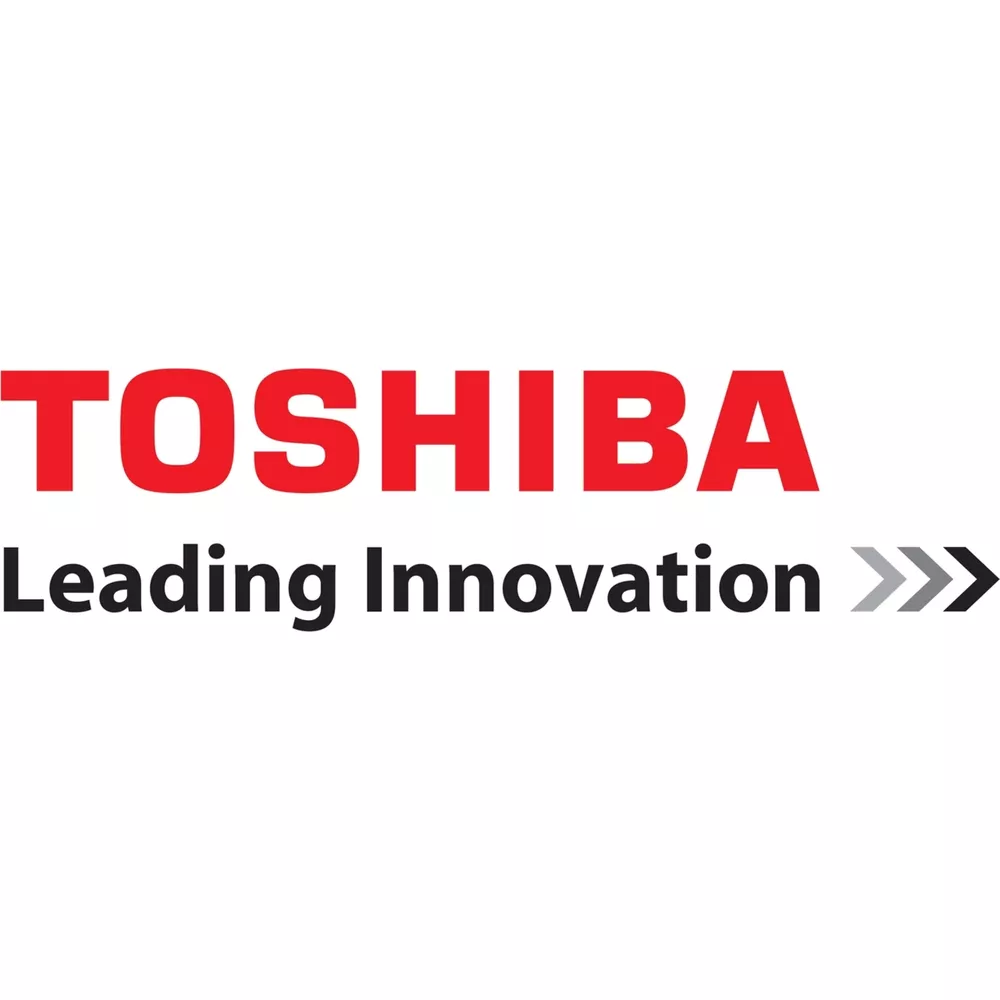 Logo Toshiba con lo slogan "Leading Innovation" e tre frecce.