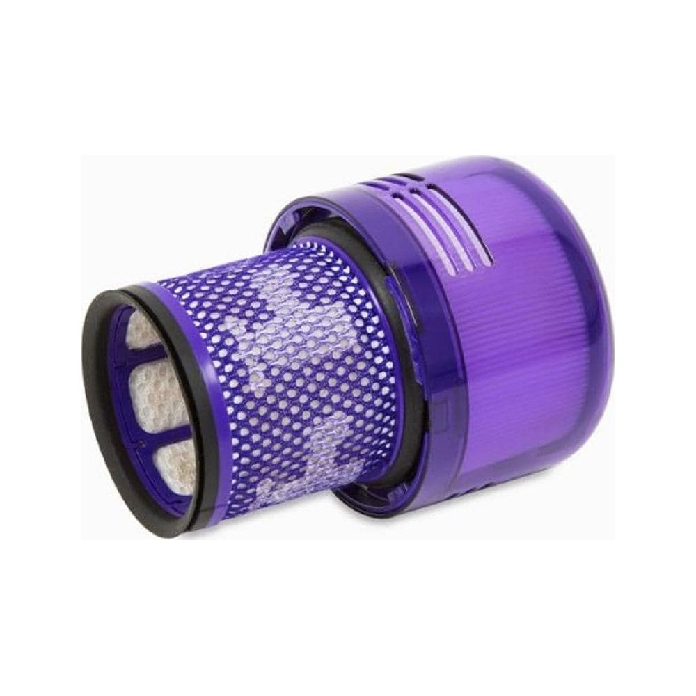 Un filtre d'aspirateur violet avec un motif en nid d'abeille.