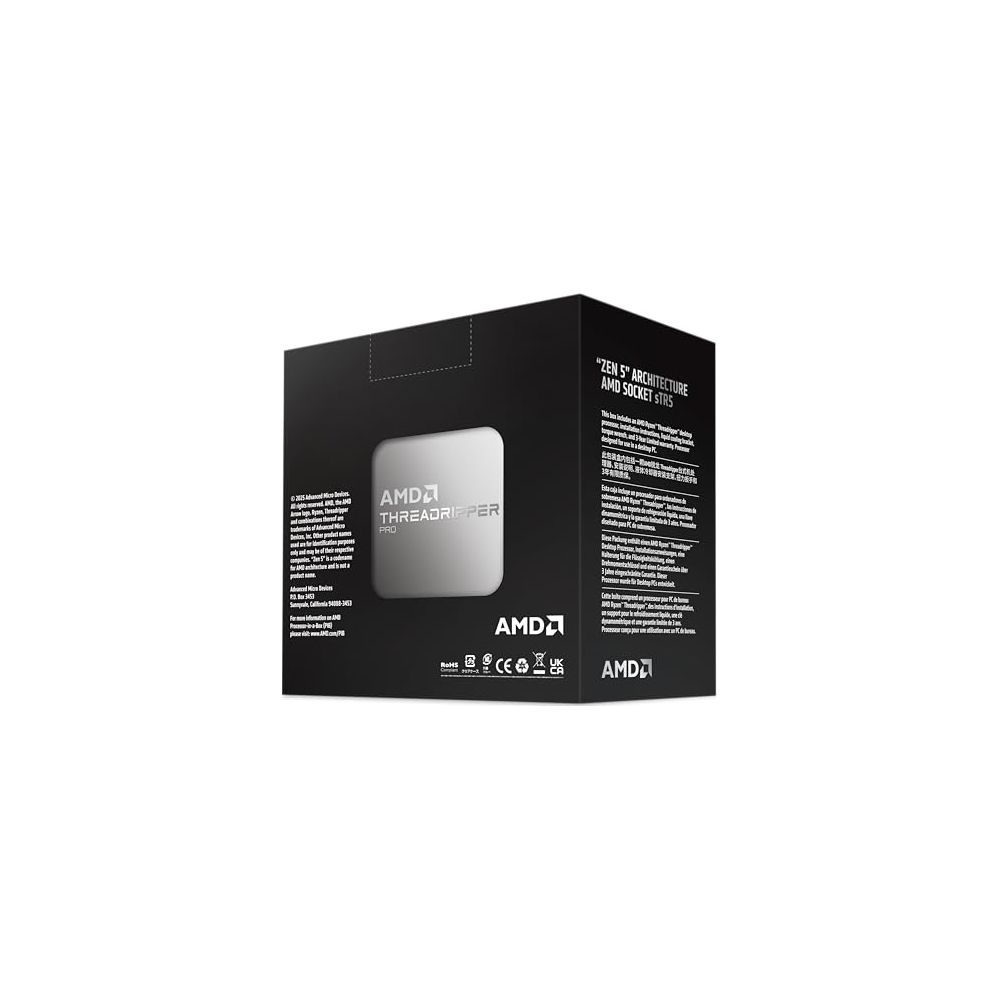 Pudełko procesora AMD Threadripper PRO z architekturą "Zen 5" i gniazdem AMD Socket sTR5.