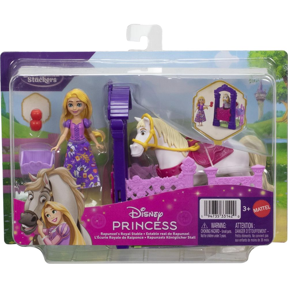 Juego del Establo Real de Rapunzel de Disney Princess con muñeca y caballo.