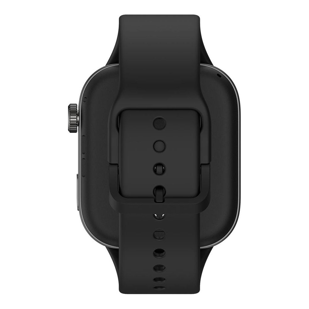 Cinturino nero per smartwatch con fibbia e motivo a fori.