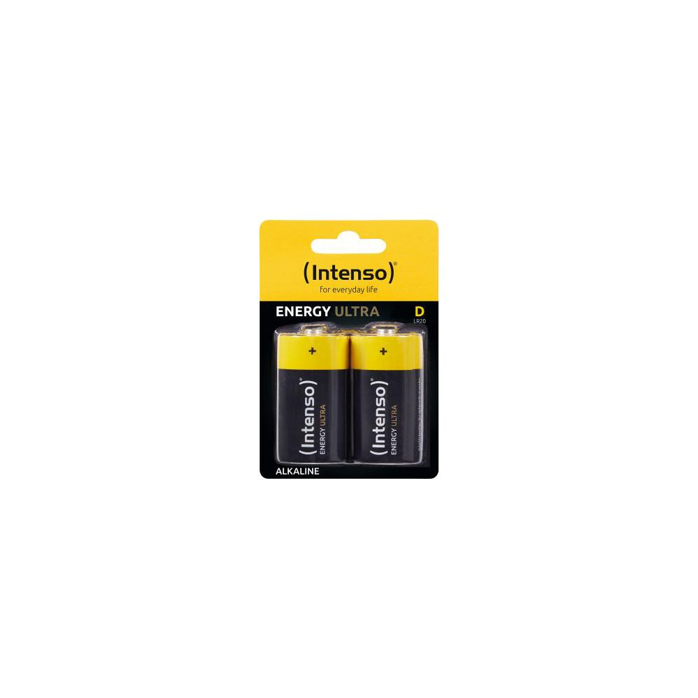 Due batterie alcaline Intenso Energy Ultra D LR20 in confezione.