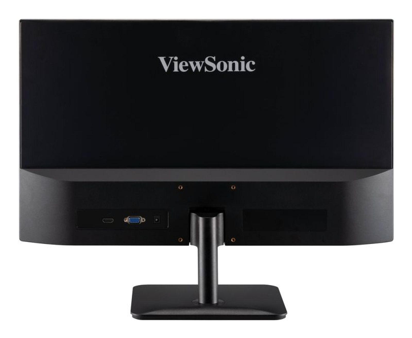 Retro di un monitor ViewSonic nero con porte e supporto.