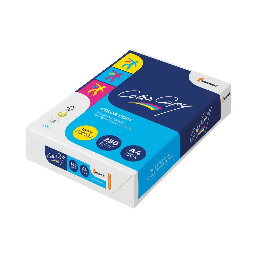 Confezione di carta Color Copy, 280 g/m², formato A4, 150 fogli.