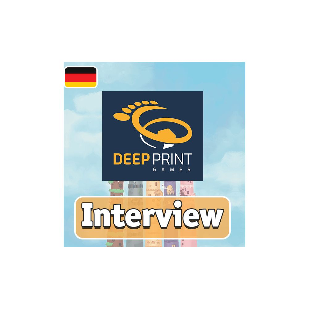 Logo von Deep Print Games mit Deutschlandflagge und dem Wort Interview.