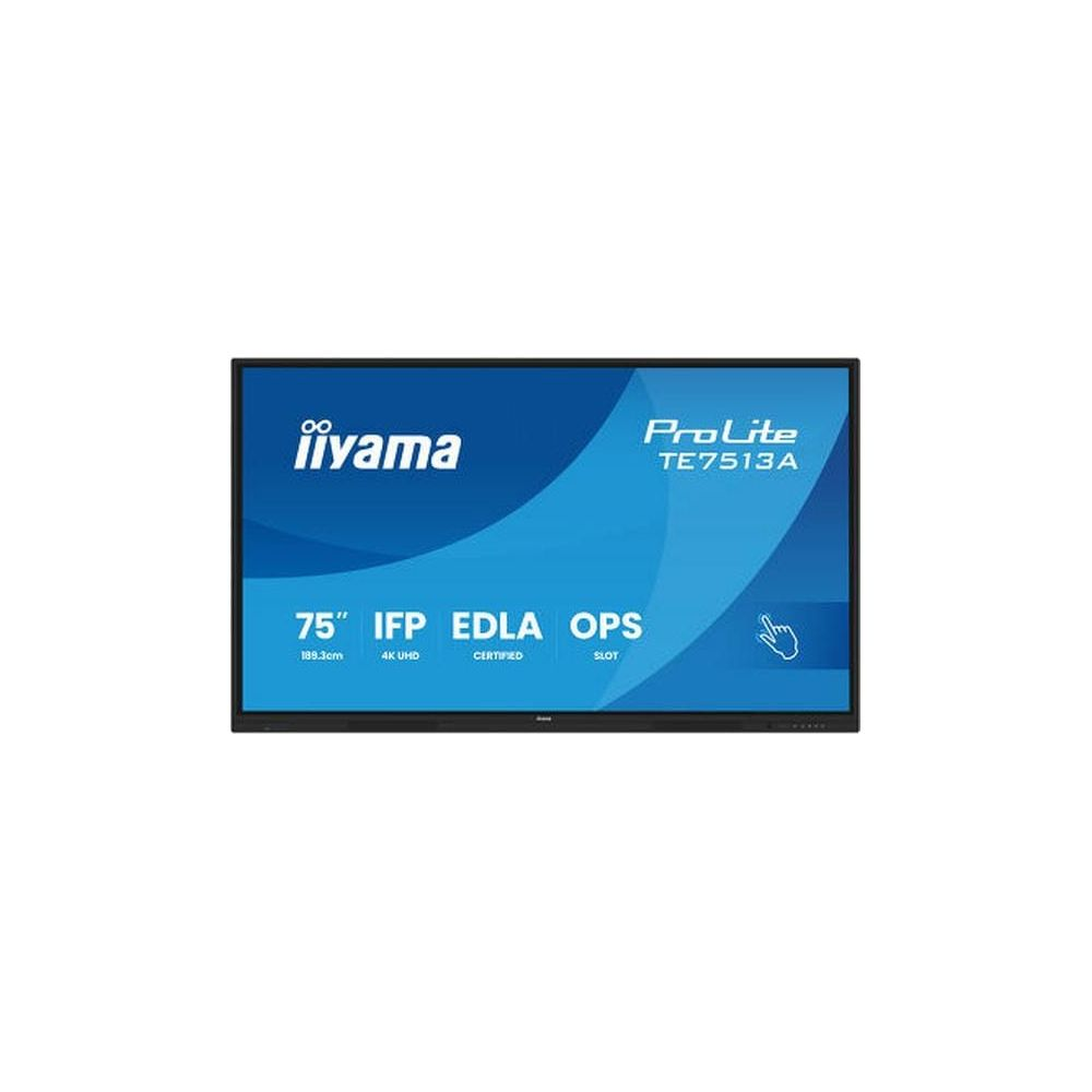Iiyama ProLite TE7513A: IFP da 75", 4K UHD, Certificato EDLA, Slot OPS.