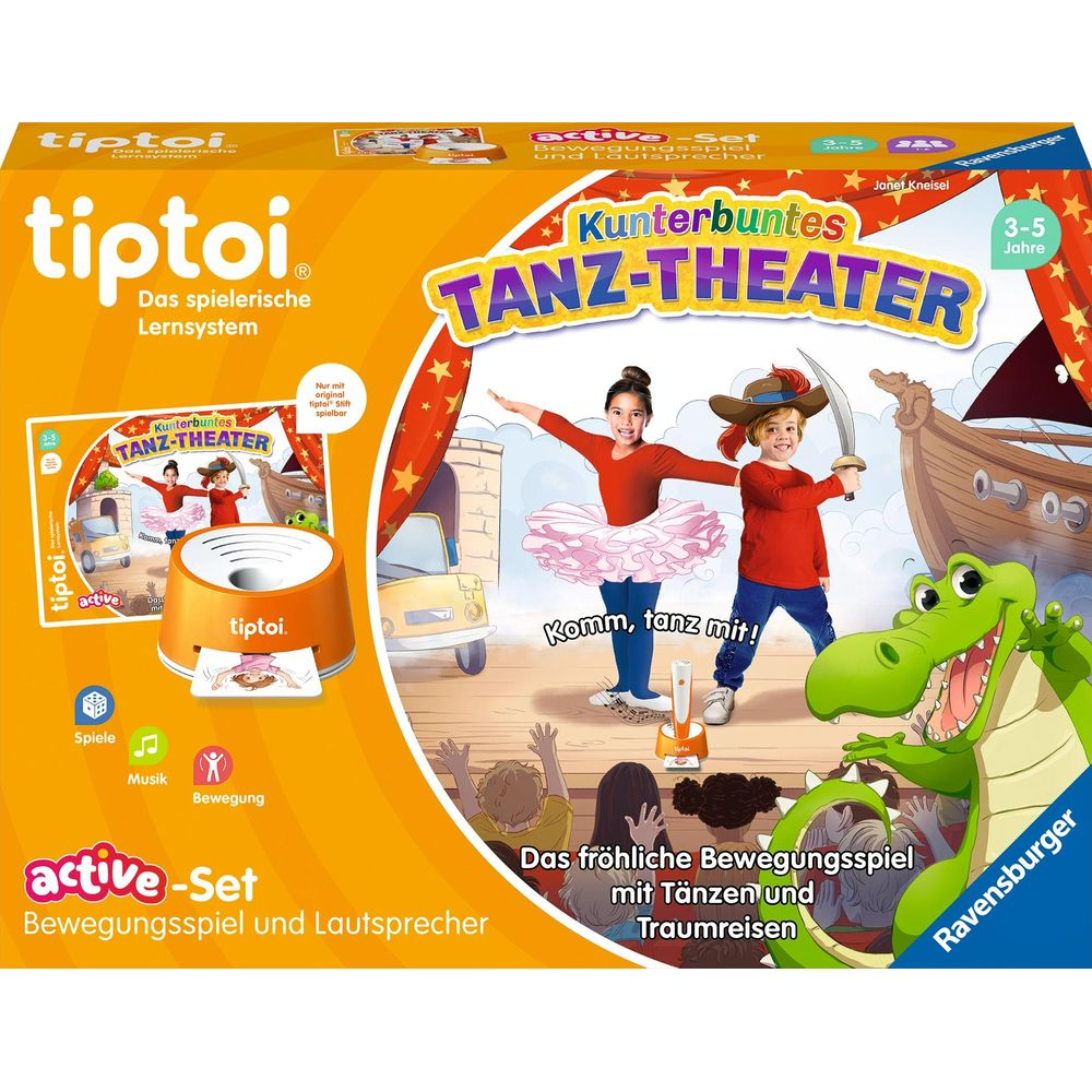 Tanztheater-Spielset mit Kindern, Krokodil, Schiff und Auto. Ravensburger tiptoi.