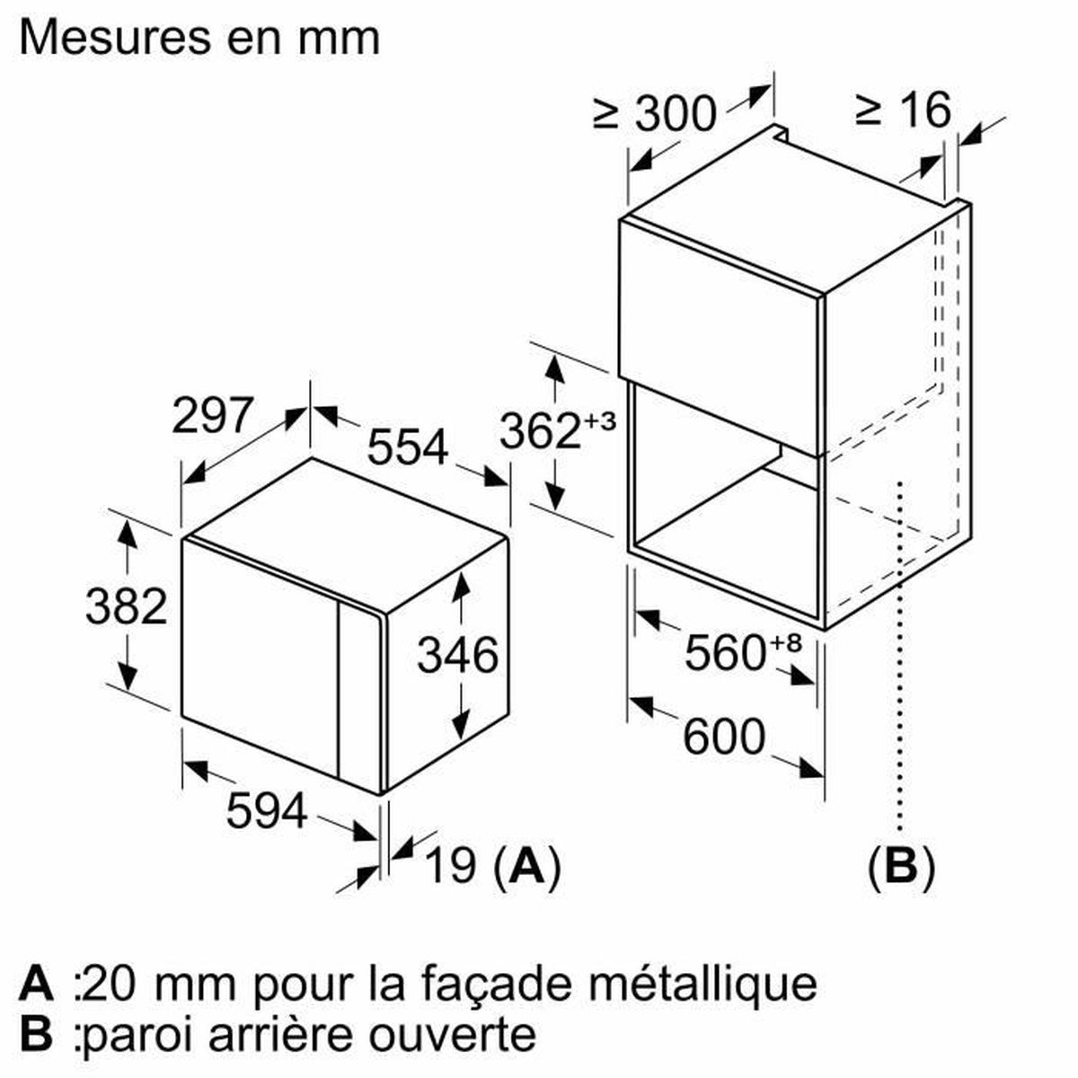 Disegno tecnico con misure in mm per due unità.